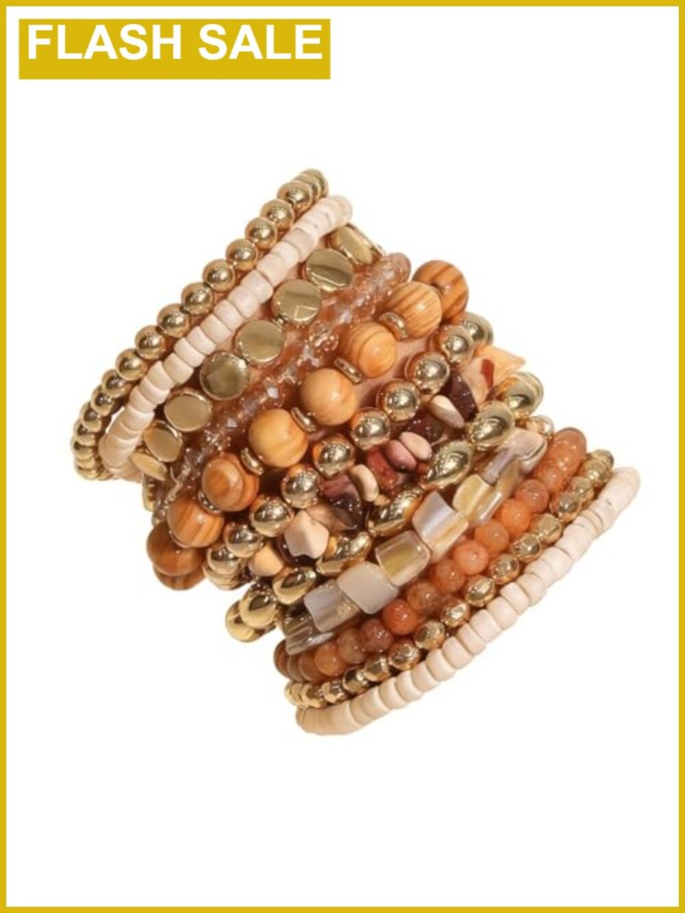 12 Pcs Boho Stackable Stretch Beaded Bracelets Women Summer Gold Bead